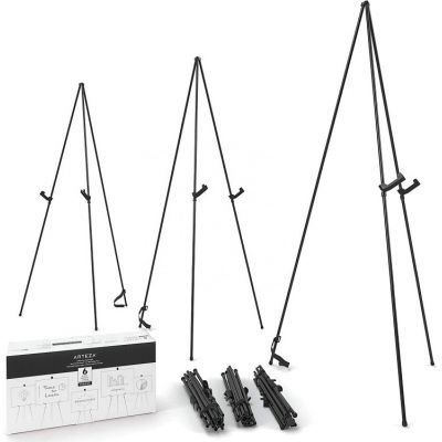 Pack of 6 63 inches black adjustable aluminium easels Portable Pack of Easels metal display easel