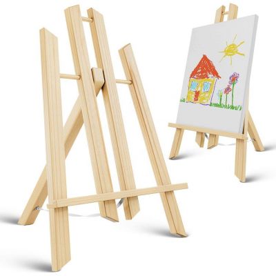 adjustable wood art table easel with canvas paint brushes acrylic and palettes for painting