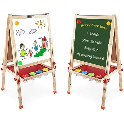 oem easy to carry foldable mini wooden kids table top easel, kids whiteboard easel board