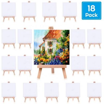 mini easel with canvas blank stretched canvas art set