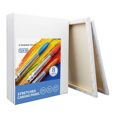 100% Cotton 12 x 16 Inch Stretched Canvas white painting canvas Bulk Pack of 8