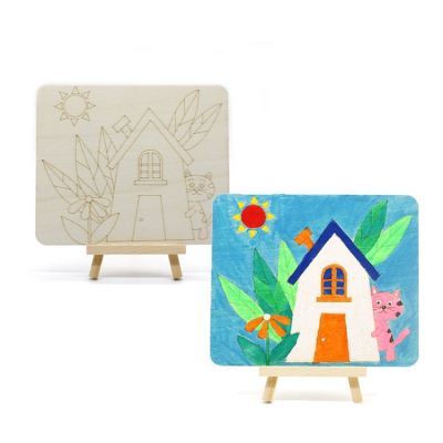 Colored Wood Painting With Easel Kids DIY Painting Creative Art Graffiti Wood Drawing Board