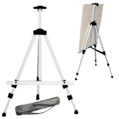 Extra Thick Aluminum Metal Tripod Adjustable Height Artist Easel Stand with Portable Bag for Floor/Table-Top Drawing and Display