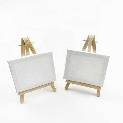 Kids artist mini small easel table top easel acrylic drawing canvas wooden painting easel with canvas