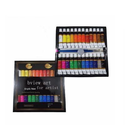 amazon hot 24colors and 3 free paint brush artist acrylic paint set for painting