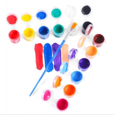 Non-toxic 5ml Acrylic Paint Pots 12 Colors Acrylic Paint Cup Strips Set With Brush Perfect For Kids DIY Graffiti
