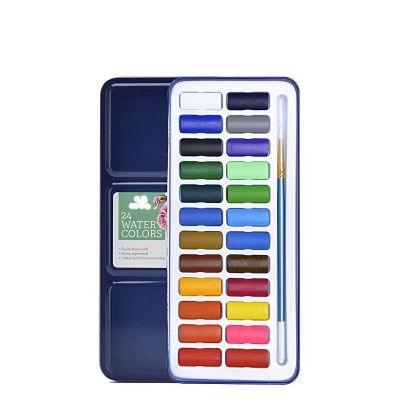 24 Watercolor Paint Set Portable Travel Water Color Paint with Water Brush