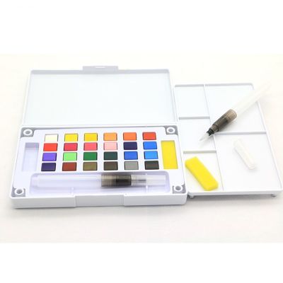 Transparent 24 colors solid watercolor pigment paint suit for art drawing