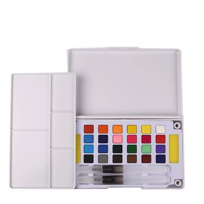 High Quality 24 colors with one water brush pens solid watercolor set for drawing