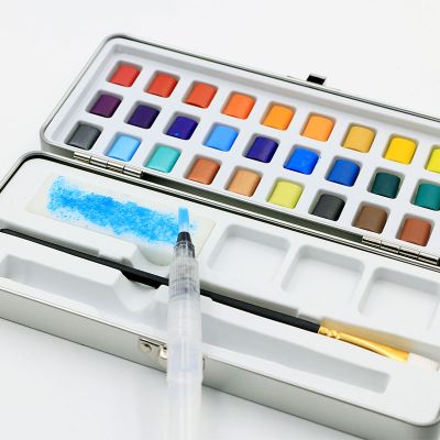 New Design Solid Watercolor Paint Set 32 Colors With Accessories