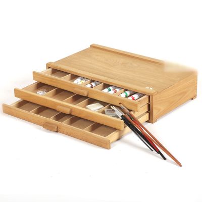 Art Supplier Three Layers Wooden Box Storage Drawing Box Easel For Artist