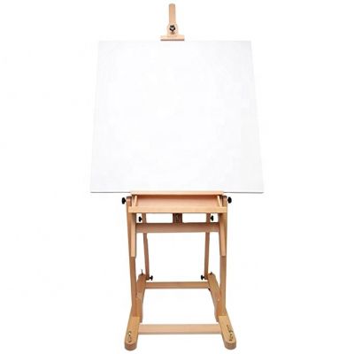 Height Adjustable H-Frame Wooden Easel Featuring a Large Tilt Range with Castor Wheels
