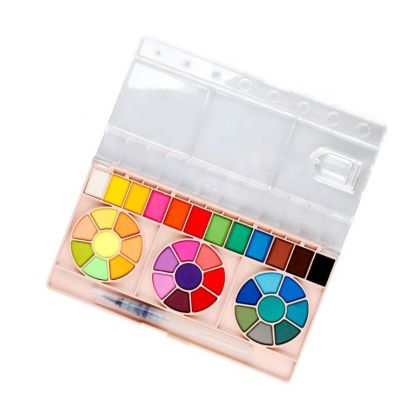 New Design Portable 36 Colors Solid Watercolor Paint Set With Palette And A Refillable Brush Pen For Kids Painting