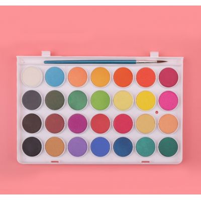 Vibrant 28 Colors Non-toxic Solid Watercolor Paint Set With Paint Brush Ideal Gift For Beginner
