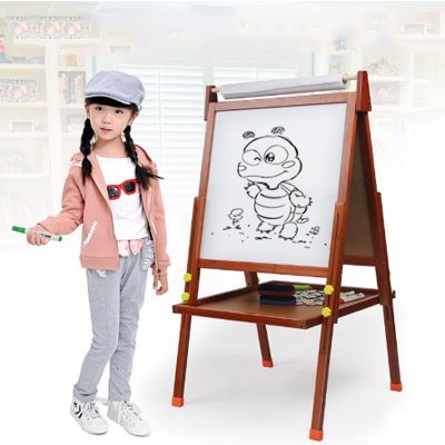 Children drawing board double-sided magnetic blackboard whiteboard portable bamboo easel folding easels for tables