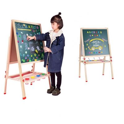 Pine Wood Display Kids Wooden Easel Board For Painting