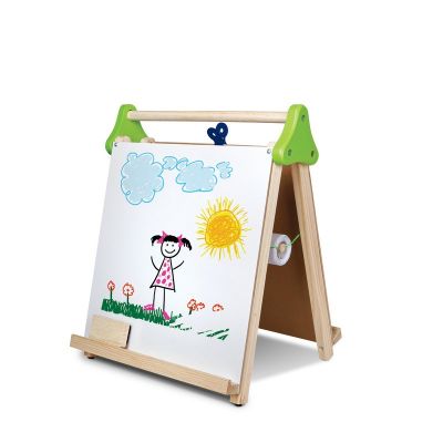New Design Deluxe Tabletop Two Sided Magnetic Wooden Kids Easel For Painting