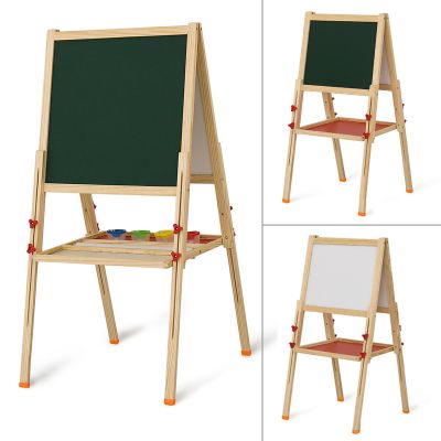 Premium Double Sided Pine Wooden Display Easel Board Stand For Kids