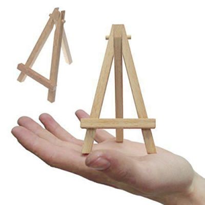 Wooden 8x15cm mini art easle with 10x10cm mini canvas table easel for painting and phone