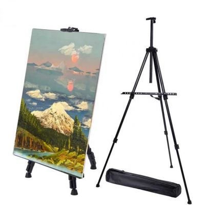 Portable Indoor lightweight Rod metal easel Adjustable Display Shelf And Carry Bag Painting Supplies