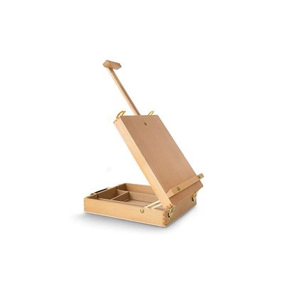 Adjustable Wood Table Sketchbox Easel, Premium Beechwood - Portable Wooden Artist Desktop Storage Case