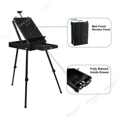 High Quality Wooden Portable Folding Art Artist Tripod Painters Wooden Drawer Box Easel