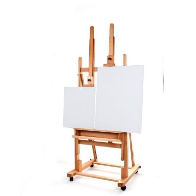 Metal Material Iron Artist Painting Twin Canvas Holder Studio Easel For Sketch