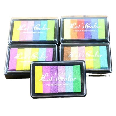 5-color Gradient Rainbow Ink-pad Children's Educational Toy Seal Premium Pigment Sponge Strips