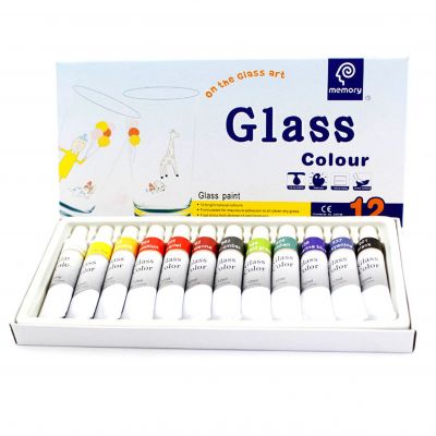 12 Colors 12ML Tube Acrylic Paint Set Color Nail Glass Art Painting Paint For Glass Drawing Tools For Kids DIY Water-resistant
