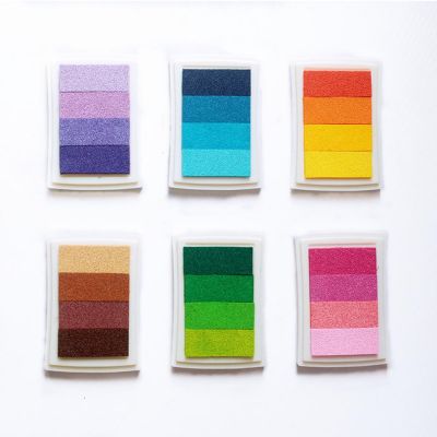 4-color gradient rainbow inkpad Children's educational toy seal DIY crafts seal ink pad