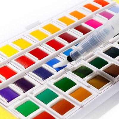 Superior 48Colors Solid Water color Paint Set With Paintbrush Bright Color Portable Watercolor Pigment For Art Supplies