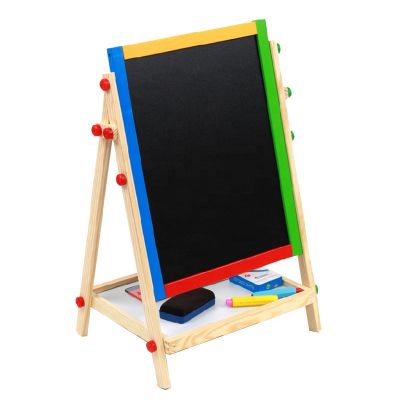 Double Side 360 Degree Rotating Magnetic White Chalk Board Children Drawing And Writing Easel With Wooden Stand For Kids Using