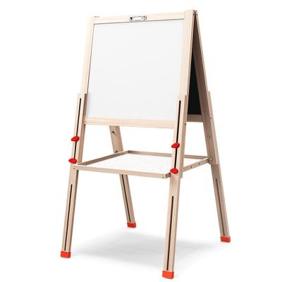 Children Painting Flowers Writing Watercolor Double Side Magnetic Black Chalk Board White Board Easel In Wooden Frame