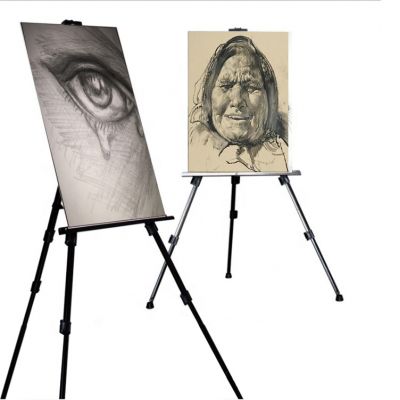 Foldable Adjustable Portable Metal Tripod Field Iron Display Aluminum Art Stand Easel with Bag for Table