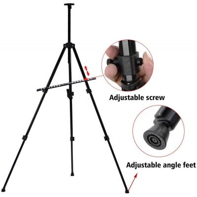 Iron Folding Easel Light Weight and Carry Bag Black Great for Artists and Students Easel Drawing Stand