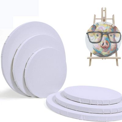 Wholesale round-shaped cotton blank stretched canvas mini art canvas board for oil panting and acrylic paintings