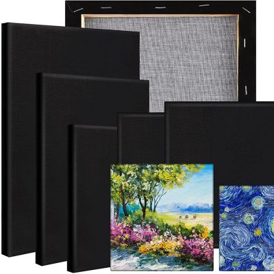 Amazon Top Seller Professional Blank 280g Cotton Wooden Custom Black Artist Painting Stretched Canvas for Acrylic Painting