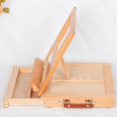 High quality beech wood desktop easel creative oil painting easel with storage box