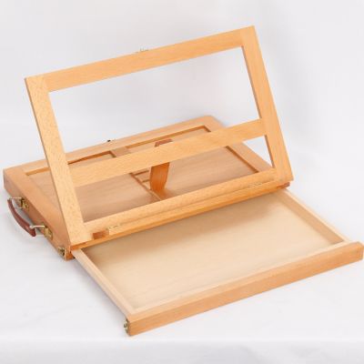 High quality wooden folding portable storage artist multi-function desktop easel with box