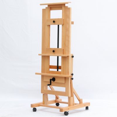 High quality large wooden painting easel with wheels for removable studio easel