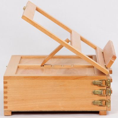 Adjustable beech art wooden desktop table easel painting with 3-layer drawer and handle