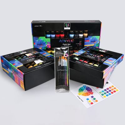 Professional 36 colors 35ml Plastic Tube Acrylic Paint with 6pcs Paintbrushes set For Artists Painting