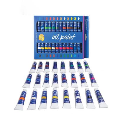 Amazon Hot Sell High Quality Free Sample 24 Colors Oil color Paint Set 12ml or 22ml Aluminum Tubes With Free Gifts Color Box