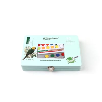 48 Colors Tin Box Professional Watercolor Paint Set with Free Nylon Hair and Water Color Brush Pen