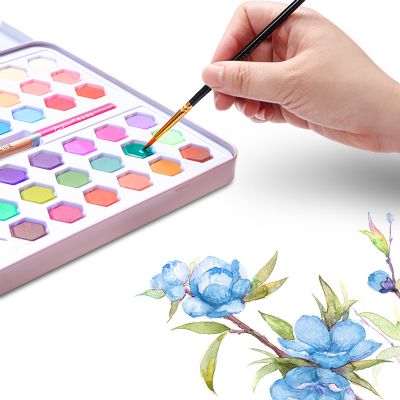 36 Colors Solid Watercolor Paint Pigments Tin Box Set With Free Gifts