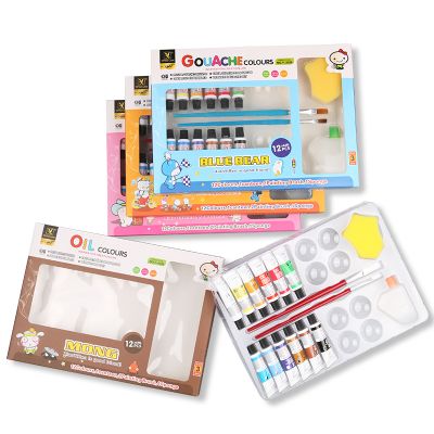 12 Colors 12ml Aluminum Tubes Gouache Acrylic Watercolor and Oil Painting Set With Free Gifts