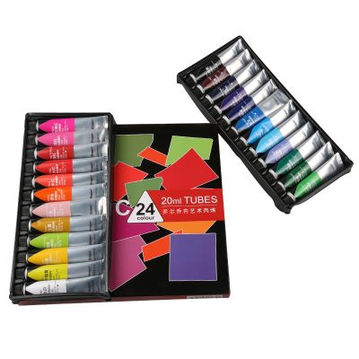 Factory wholesale professional acrylic paint set for art painting 24 colors 20ml aluminum tube