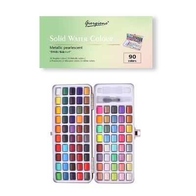 Professional 90 Colors Solid Watercolor Paints Set gift packing