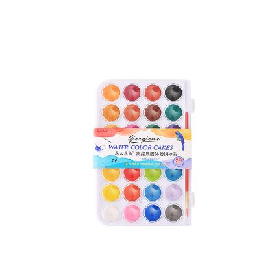 Amazon Hot Sale 24 Colors Watercolor Paint Cakes Paint Set With Free Pencil, Sponge, Mat, Small Towel