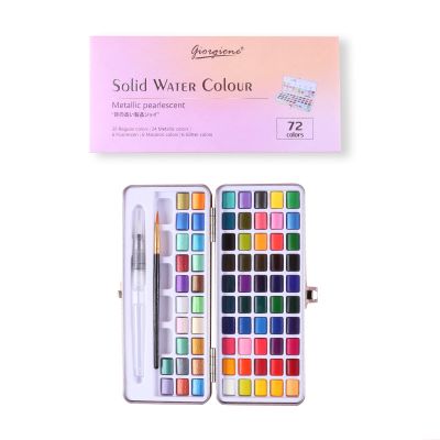 Factory direct sale 72-color solid artist watercolor paint set watercolor painting with iron box and 1PC water brush pen for sup